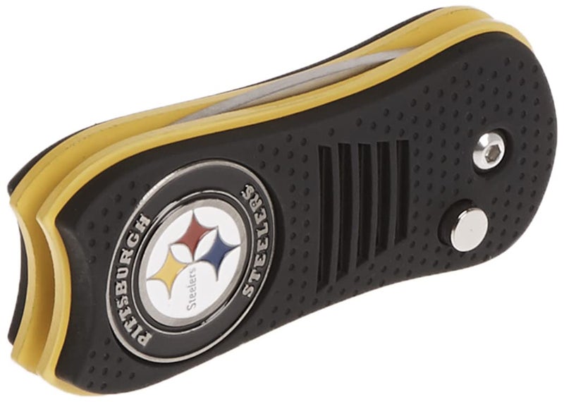 Team Golf NFL Pittsburgh Steelers Retractable Divot Tool with Double-Sided Magnetic Ball Marker, Features Patented Single Prong Design, Causes Less Damage to Greens - Image 2